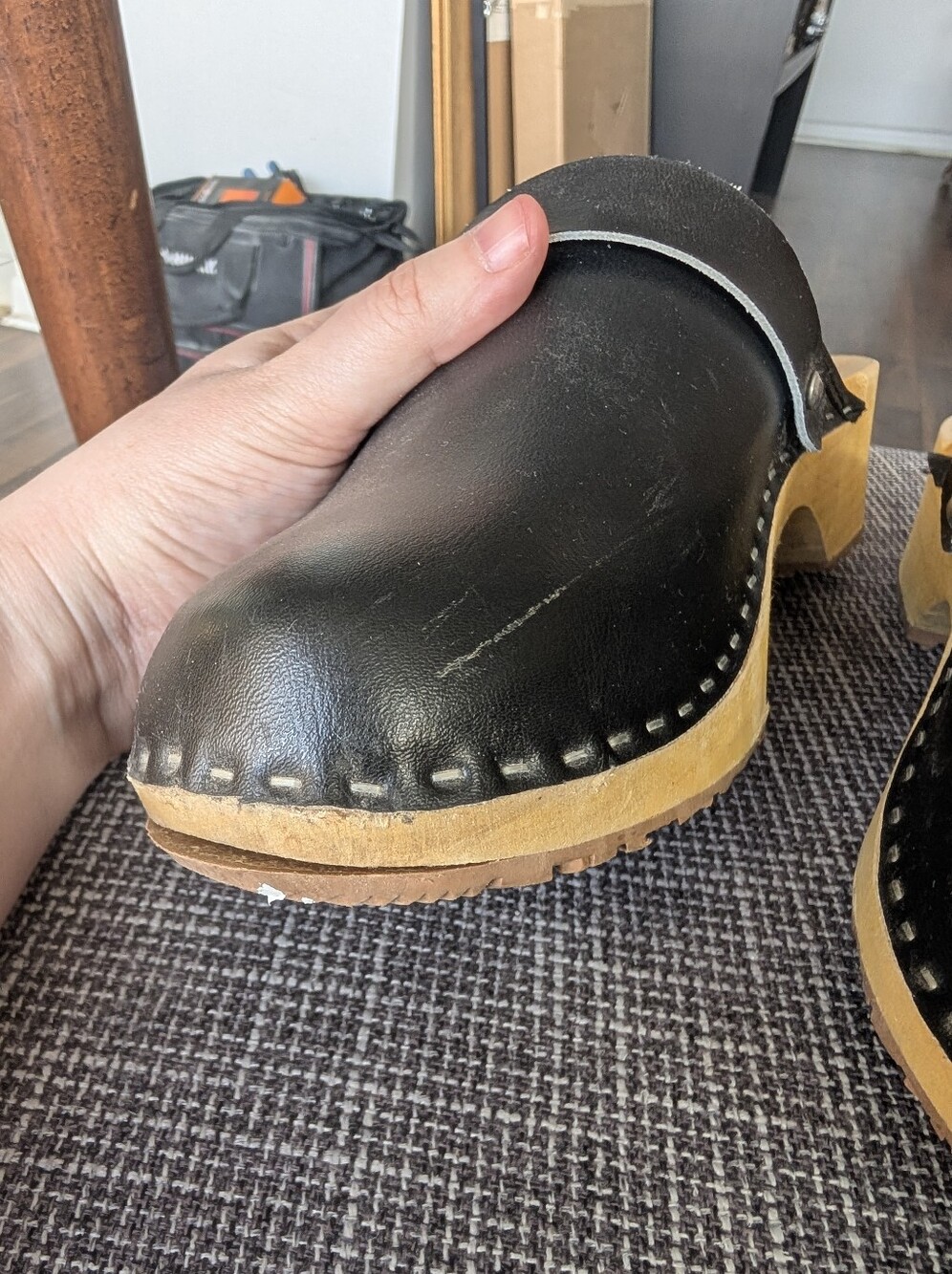 Wooden Leather Swedish Clogs - Picture 6 of 8